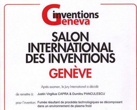 Medalie de aur la Geneva pentru aparatul de descompunere a fumului al inventatorilor fundatiei Pancuantic