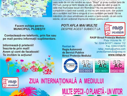PROGRAM DE ACTIUNI DEDICATE ZILEI MONDIALE A MEDIULUI IN PERIOADA 01.06.2010 – 05.06.2010
