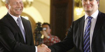 Traian Basescu ia micul dejun cu Jeffrey Franck