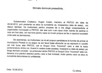 Astazi, 16.08.2012, mi-am dat demisia din PNTCD. Sunt din nou jurnalist si membru al societatii civile