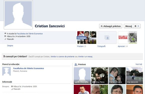 Cristian Iancovici si-a schmbat poza de pe Facebook, aducandu-si aminte ca facultatea a terminat-o la Ploiesti, nu la Pitesti