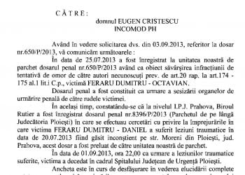 Raspuns de la Parchet// Dosarul lui Tavi Feraru este in lucru. Asteptam dovedirea faptuitorilor