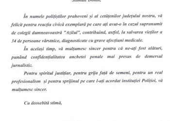 Inspectoratul Judetean de Politie Prahova multumeste Incomodph.ro pentru implicarea in cazul “Azilul Groazei”.  Bucurati-va alaturi de mine