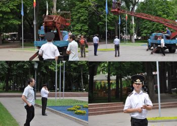 Pentru un poliţist din Chişinău, steagul UE este doar o cârpă albastră…