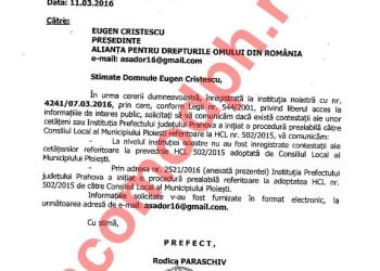 La trei luni de la adoptare//Fara niciun argument legal, primarul Ploiestiului si prefectul judetul vor sa modifice HCL 502/2015