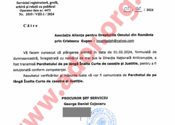 Plângerea in rem depusă la DNA București pentru recuperarea prejudiciului de 300 de milioane de euro fost trimis către Parchetul de pe lângă Înalta Curte de Casație și Justiție pentru a fi soluționată conform competenței