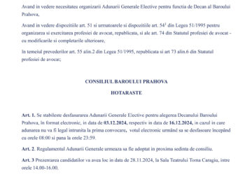 Alegeri decan Baroul Prahova online