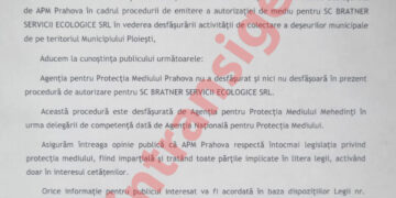 APM Prahova transferă responsabilitatea autorizației de mediu pentru Brantner Servicii Ecologice către Mehedinți. Numai că este ilegală dacă va fi emisă din altă parte decât Prahova