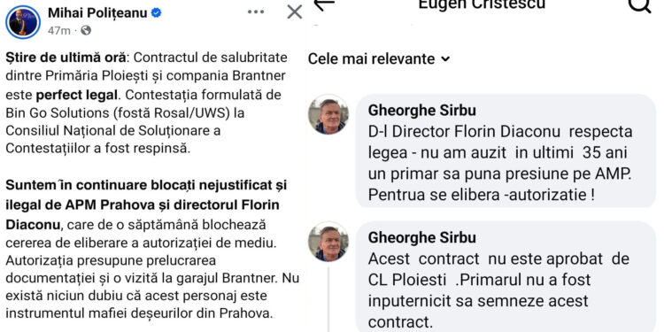 Consilierul Gheorghe Sîrbu și președintele CJ Prahova, Virgiliu Nanu se dezic de primarul Polițeanu, după ce acesta a produs criza gunoaielor și a făcut afirmații nefondate legate de contractul de delegare pe care l-a semnat