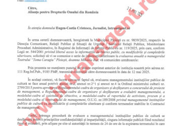 Când aroganța ține loc de lege. Răspunsul Primăriei Ploiești la solicitările privind evaluarea Mihaelei Rus – o palmă dată transparenței