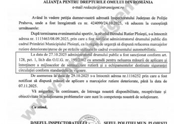 După două sesizări, Poliția a sancționat Primăria Ploiești pentru trecerile de pietoni distruse la finala de drift. ADOR anunță acțiune în instanță pentru recuperarea banilor de la cei vinovați