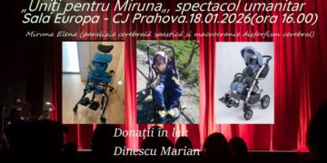 Miruna Elena are nevoie de ajutorul comunității. „Uniți pentru Miruna„, spectacol umanitar în Sala Europa a Consiliului Județean Prahova